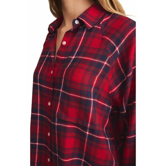 NEW Z SUPPLY river plaid button up top in red haute - Picture 5 of 5